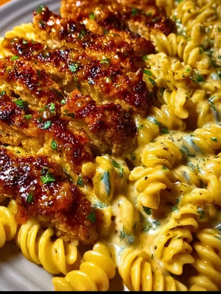 Creamy Cajun Chicken Rotini with Mozzarella Alfredo Sauce 2