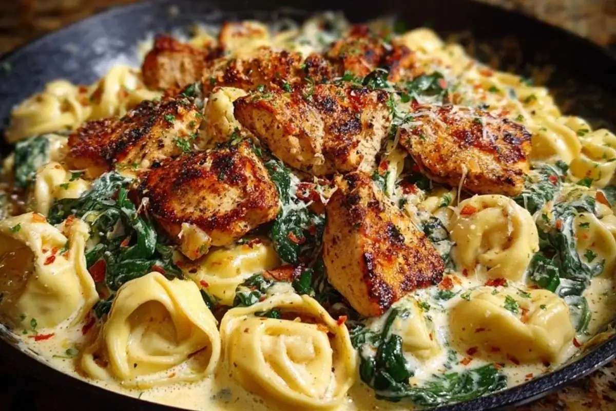Creamy Chicken Tortellini with Spinach and Garlic Parmesan Cheese 1