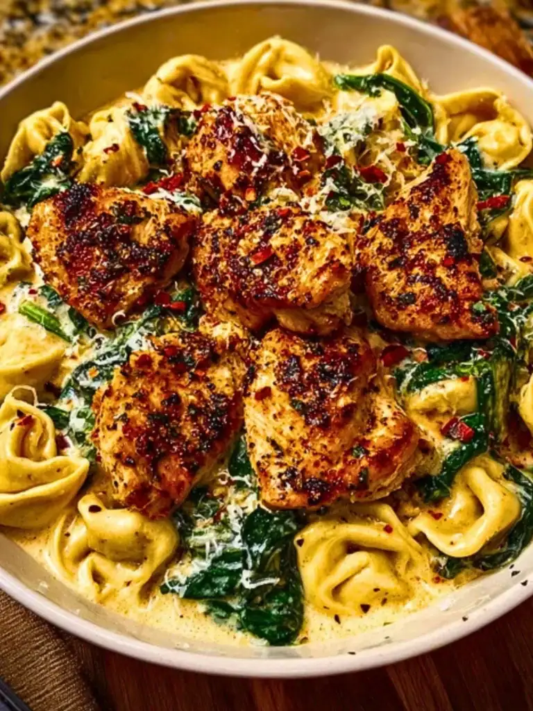 Creamy Chicken Tortellini with Spinach and Garlic Parmesan Cheese 2