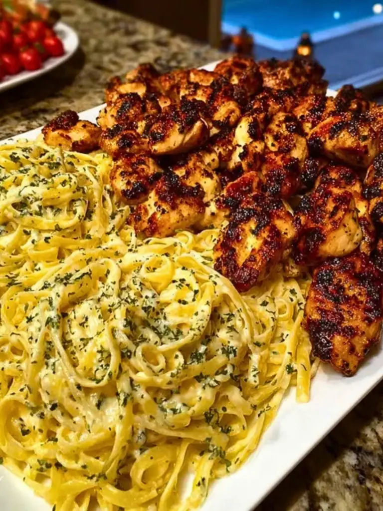 Creamy Garlic Butter Chicken & Linguine in Alfredo Sauce (2)