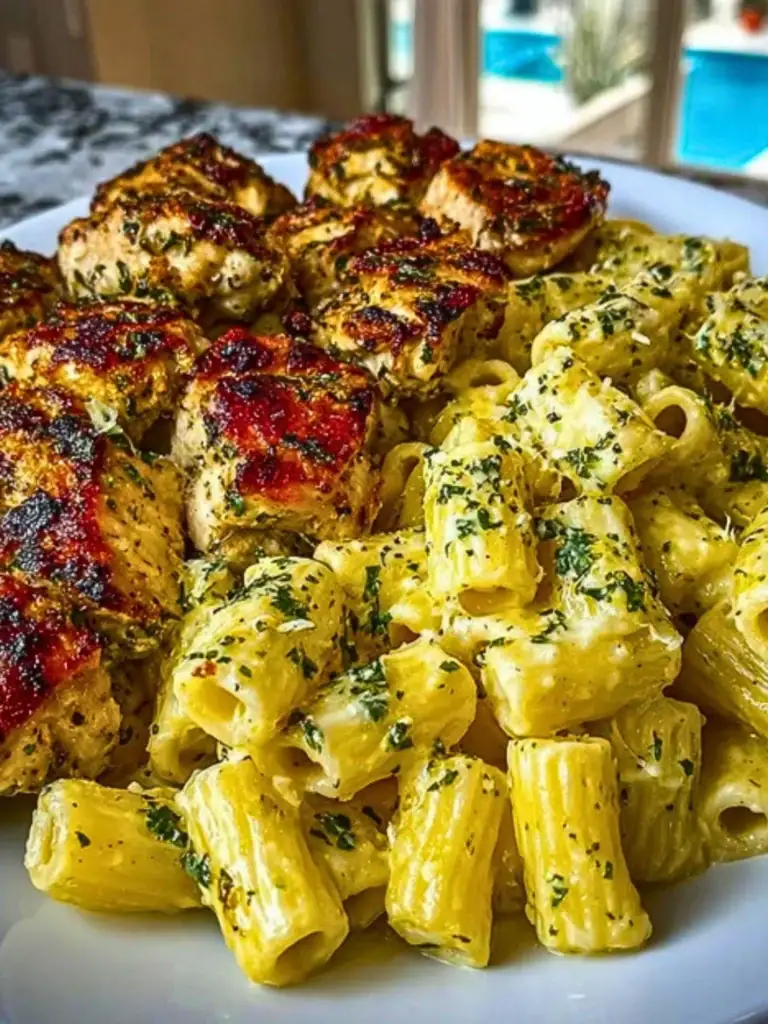 Creamy Garlic Parmesan Chicken with Cheesy Penne Pasta 2