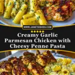 Creamy Garlic Parmesan Chicken with Cheesy Penne Pasta Pin 