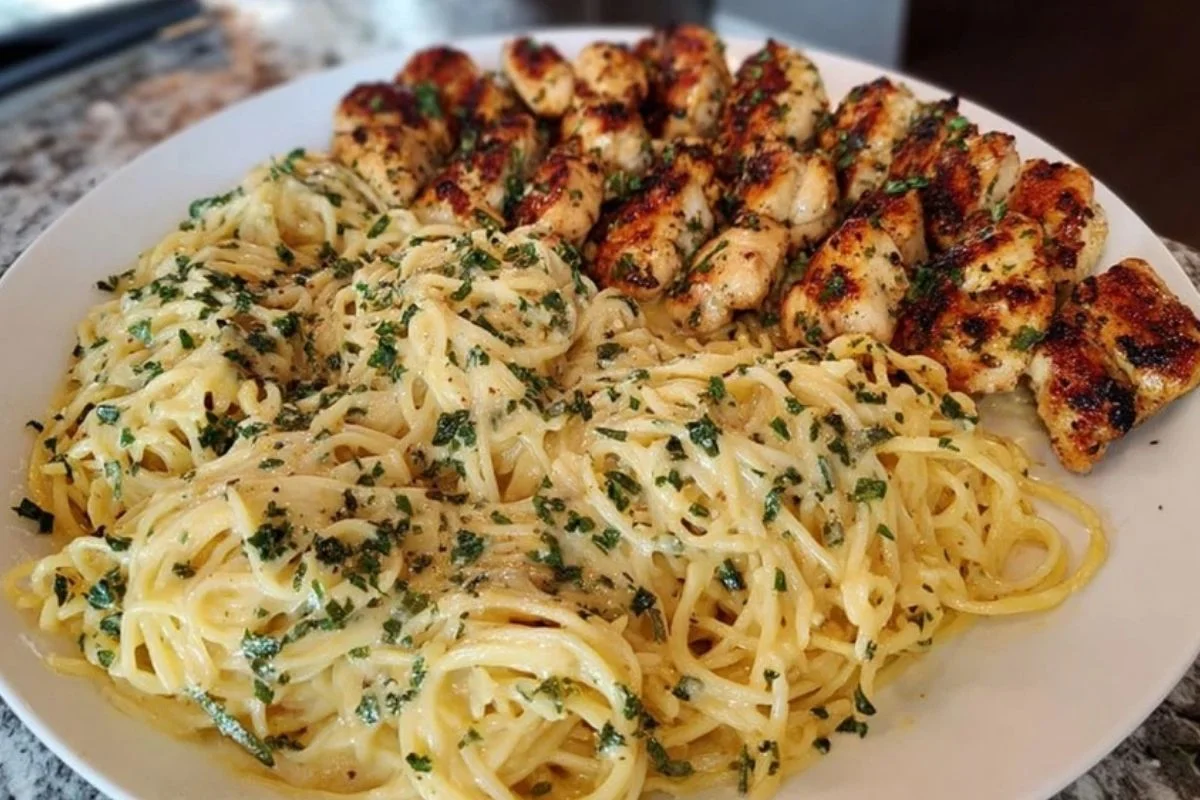 Creamy Garlic Parmesan Chicken with Cheesy Spaghetti 1