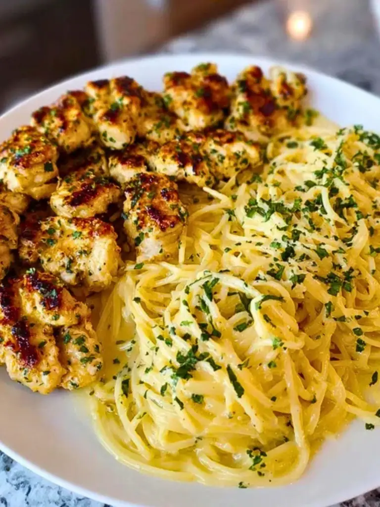 Creamy Garlic Parmesan Chicken with Cheesy Spaghetti 2