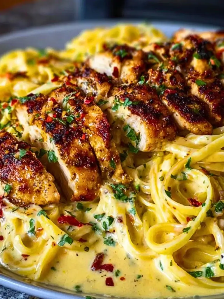 Creamy Mozzarella Chicken Linguine in Garlic Cajun Butter 2