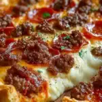 Deep Hamburger Sausage & Pepperoni Pie 1