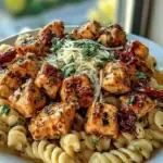 Easy Tuscan Garlic Chicken Bites & Sun-Dried Tomato Cajun Alfredo Pasta Recipe 1