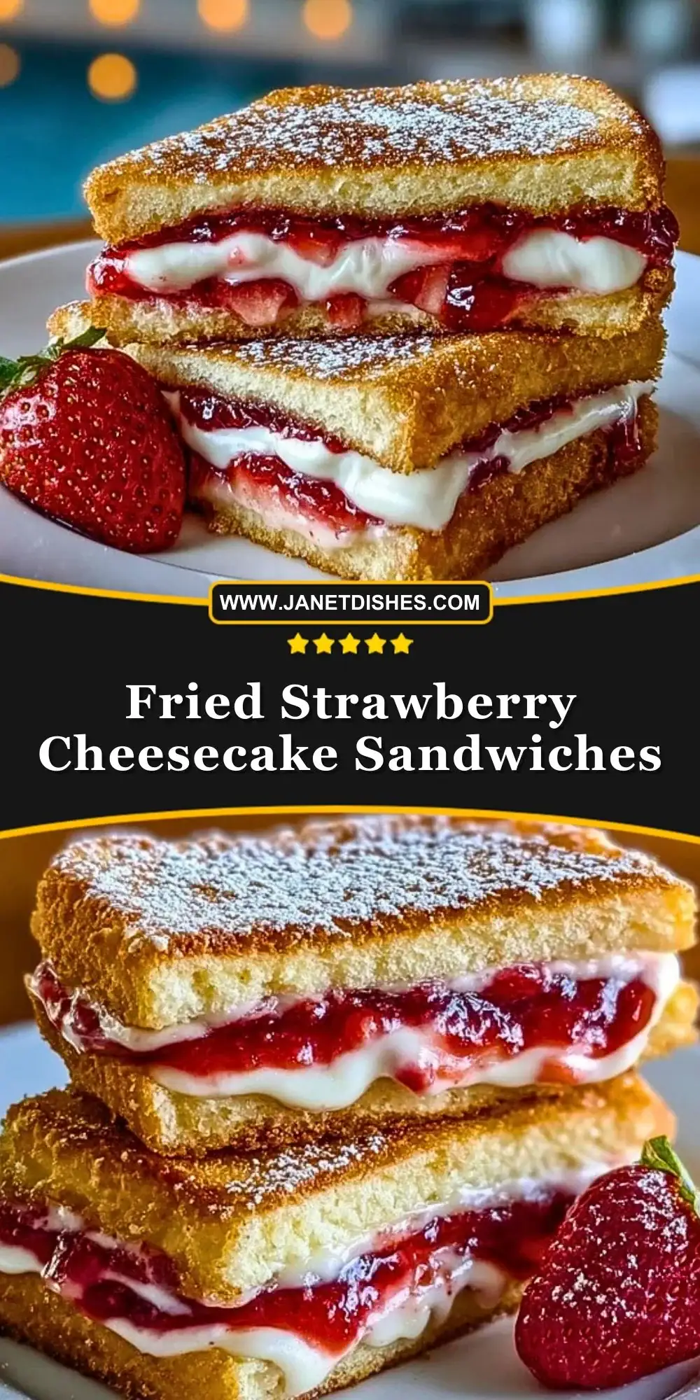 Fried Strawberry Cheesecake Sandwiches Pin 1