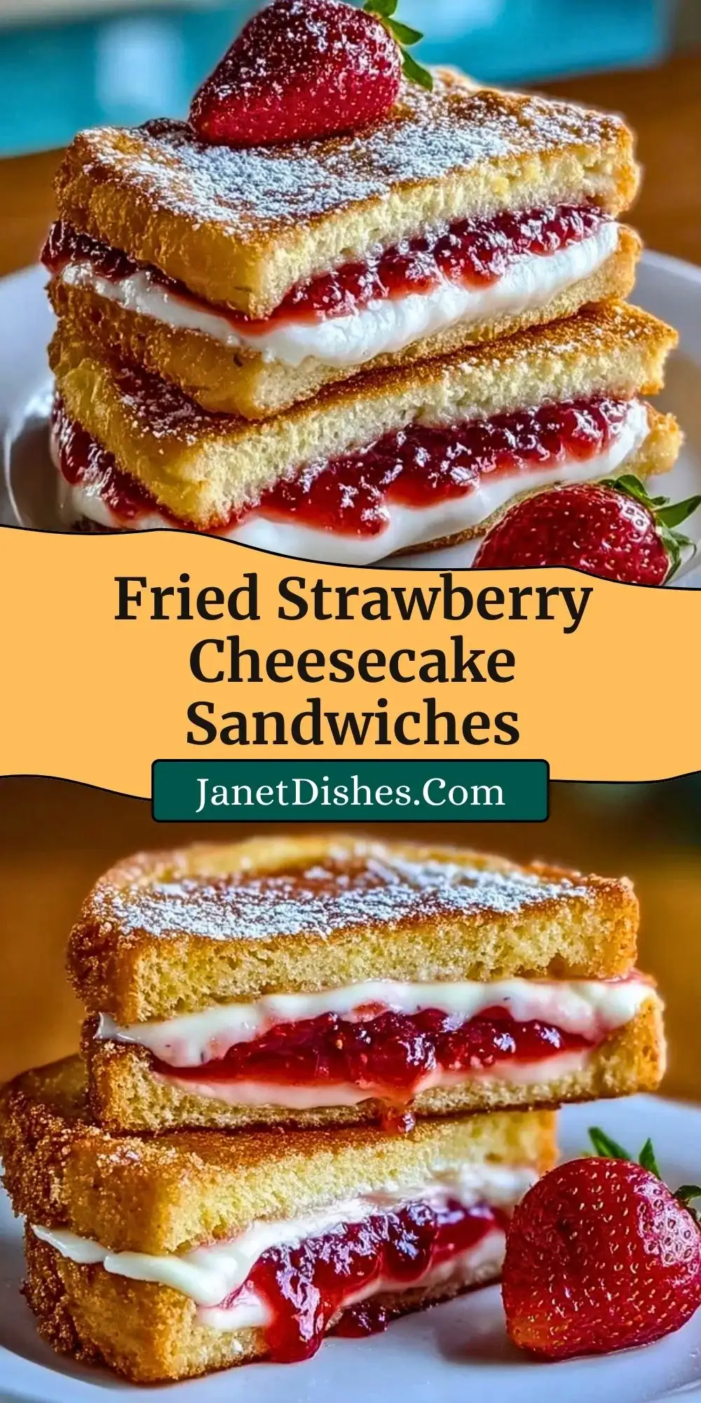 Fried Strawberry Cheesecake Sandwiches Pin 2