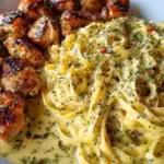 Golden Garlic Butter Chicken with Creamy Parmesan Linguine