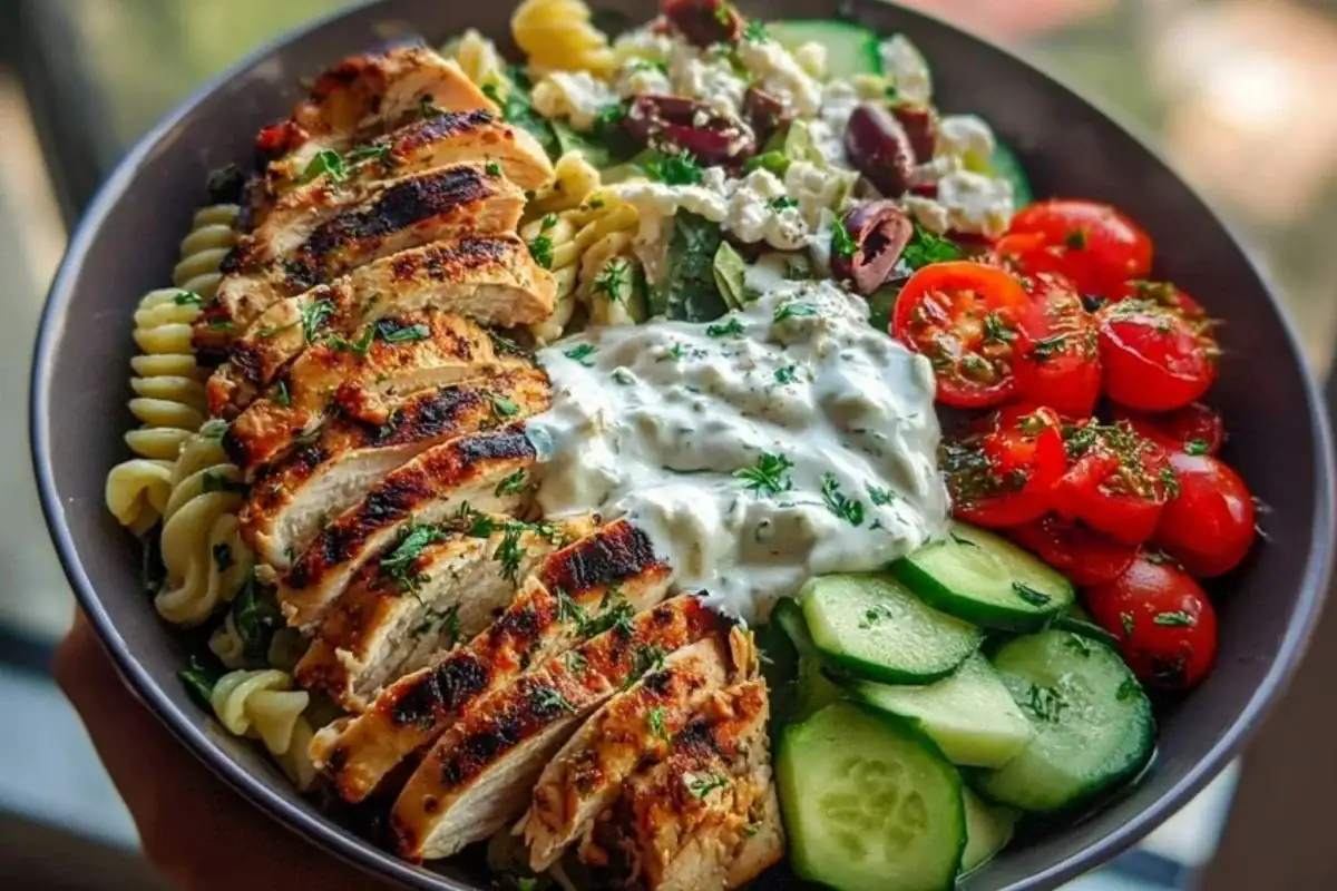 Grilled Chicken Greek Salad with Tzatziki 1