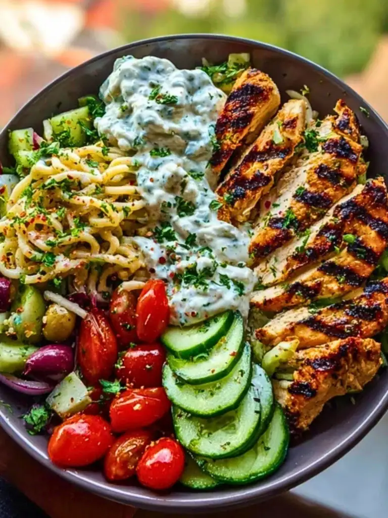 Grilled Chicken Greek Salad with Tzatziki 2