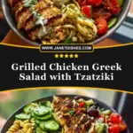 Grilled Chicken Greek Salad with Tzatziki Pin 1