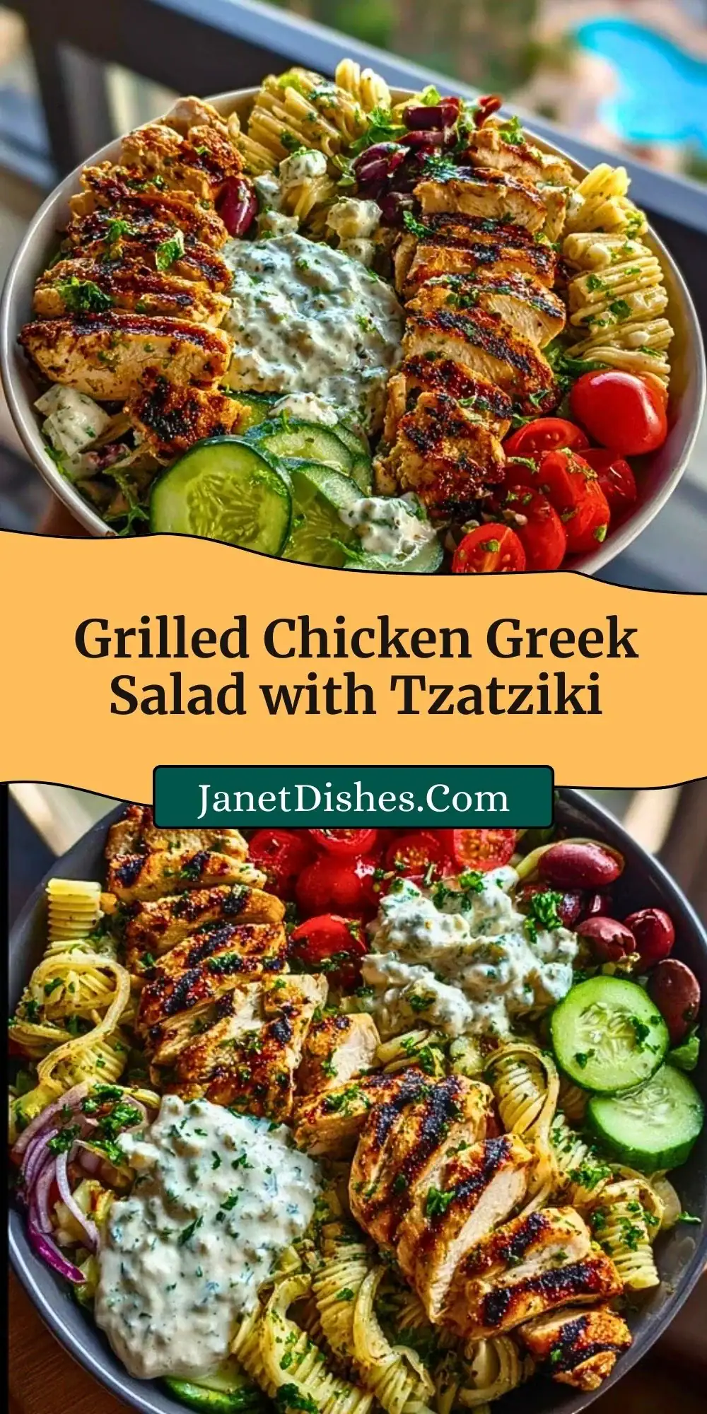 Grilled Chicken Greek Salad with Tzatziki Pin 2