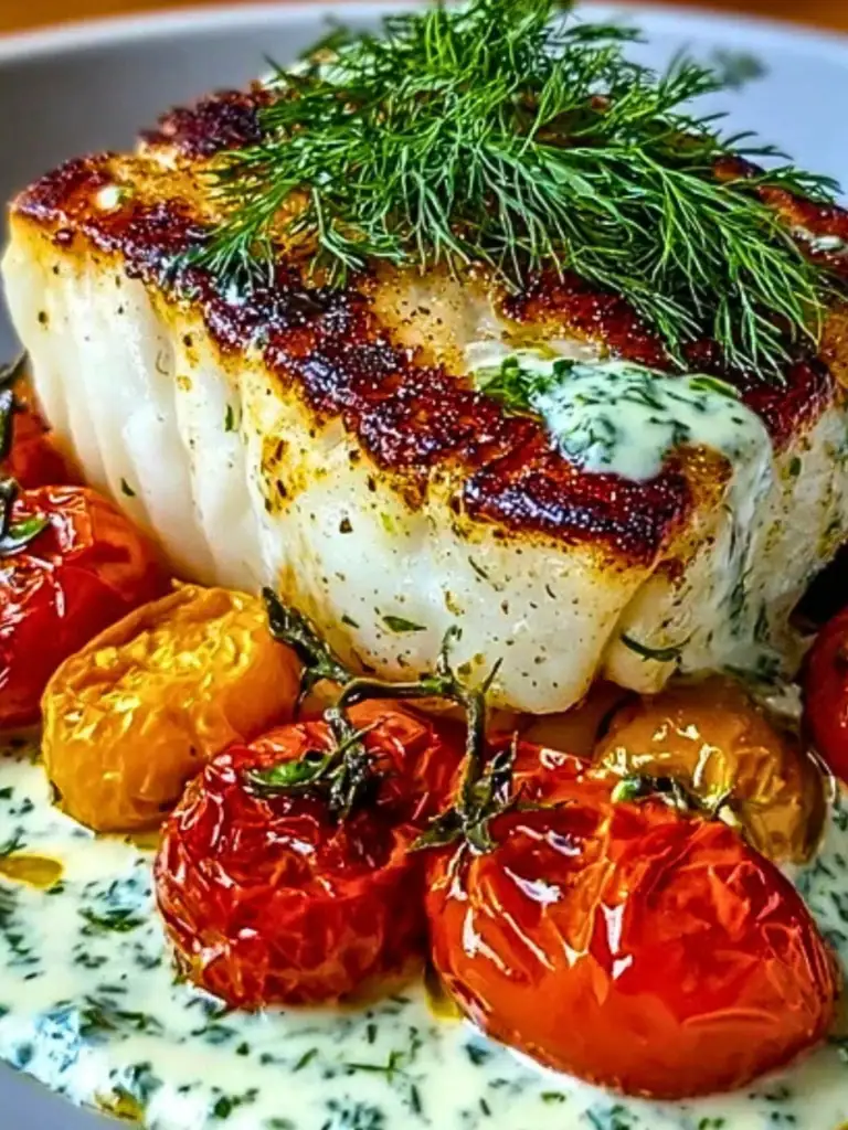Grilled Cod with Roasted Tomatoes & Creamy Dill Sauce 2