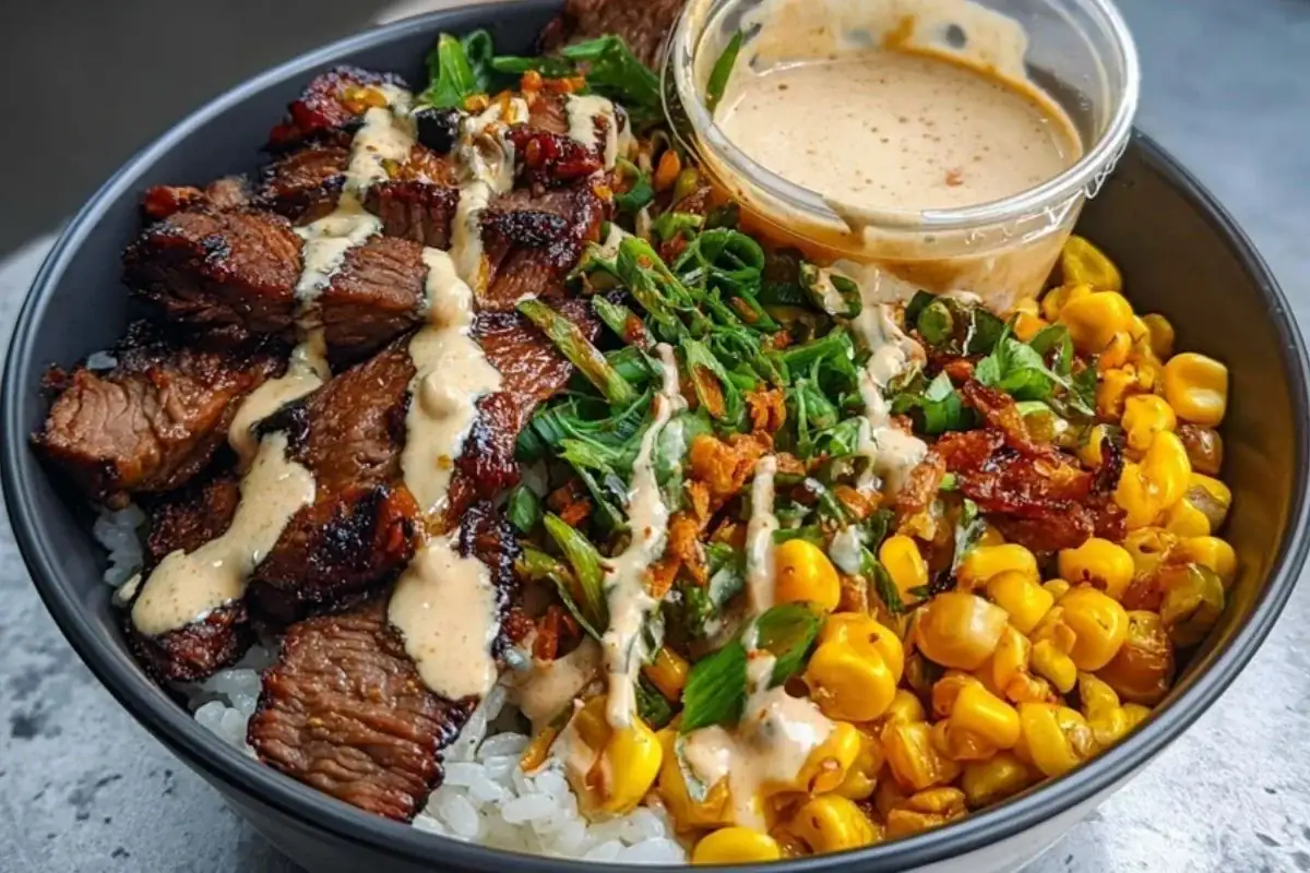 Korean BBQ Beef Bowl with Corn & Creamy Sauce 1