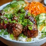 Korean BBQ Meatball Rice Bowls 1