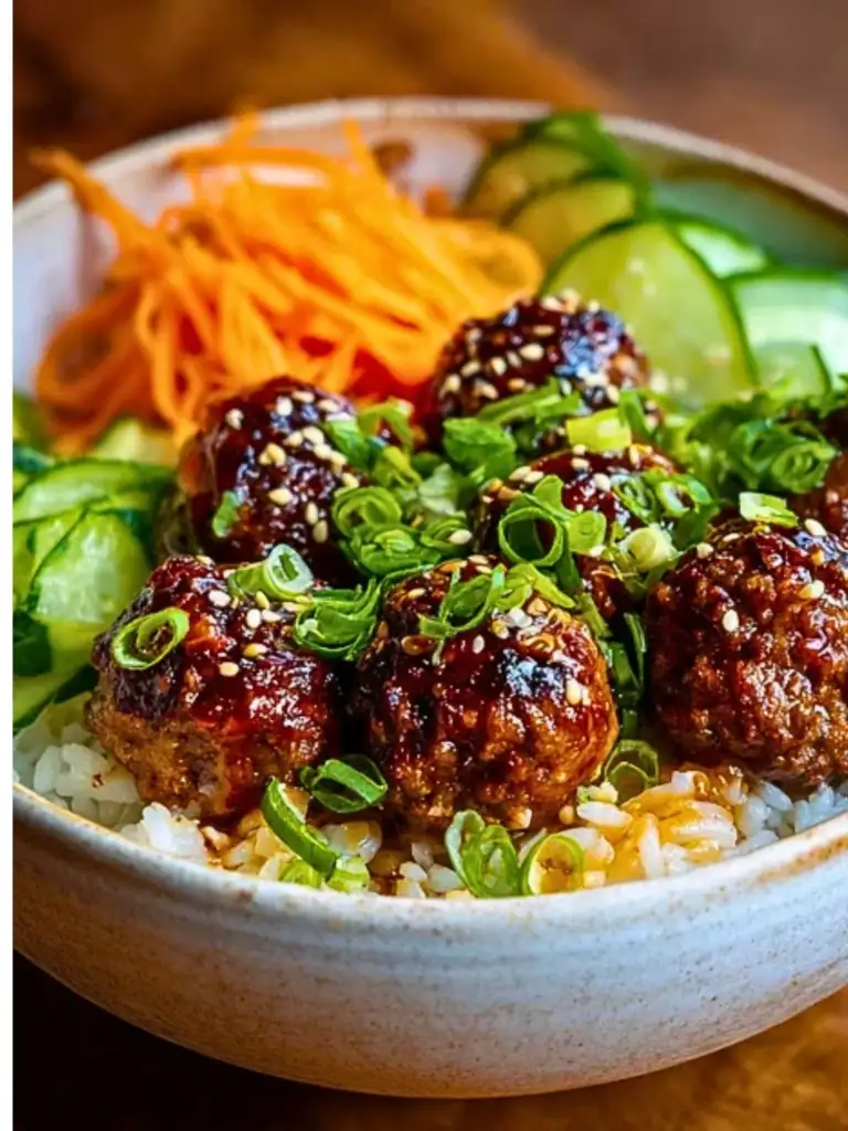 Korean BBQ Meatball Rice Bowls 2