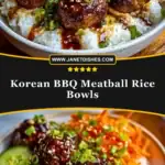 Korean BBQ Meatball Rice Bowls Pin 1