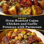 Oven-Roasted Cajun Chicken and Garlic Potatoes with Parmesan Pin 1