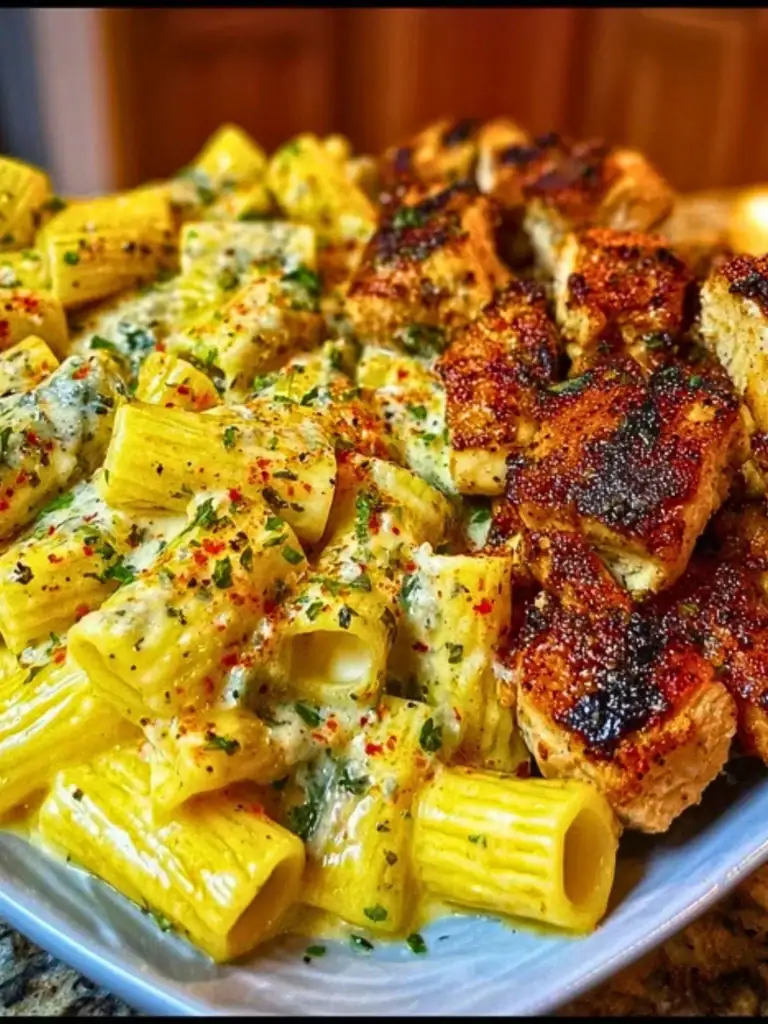 Spicy Cajun Chicken Rigatoni with Velveeta Garlic Cream Sauce 2