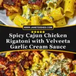 Spicy Cajun Chicken Rigatoni with Velveeta Garlic Cream Sauce Pin 1