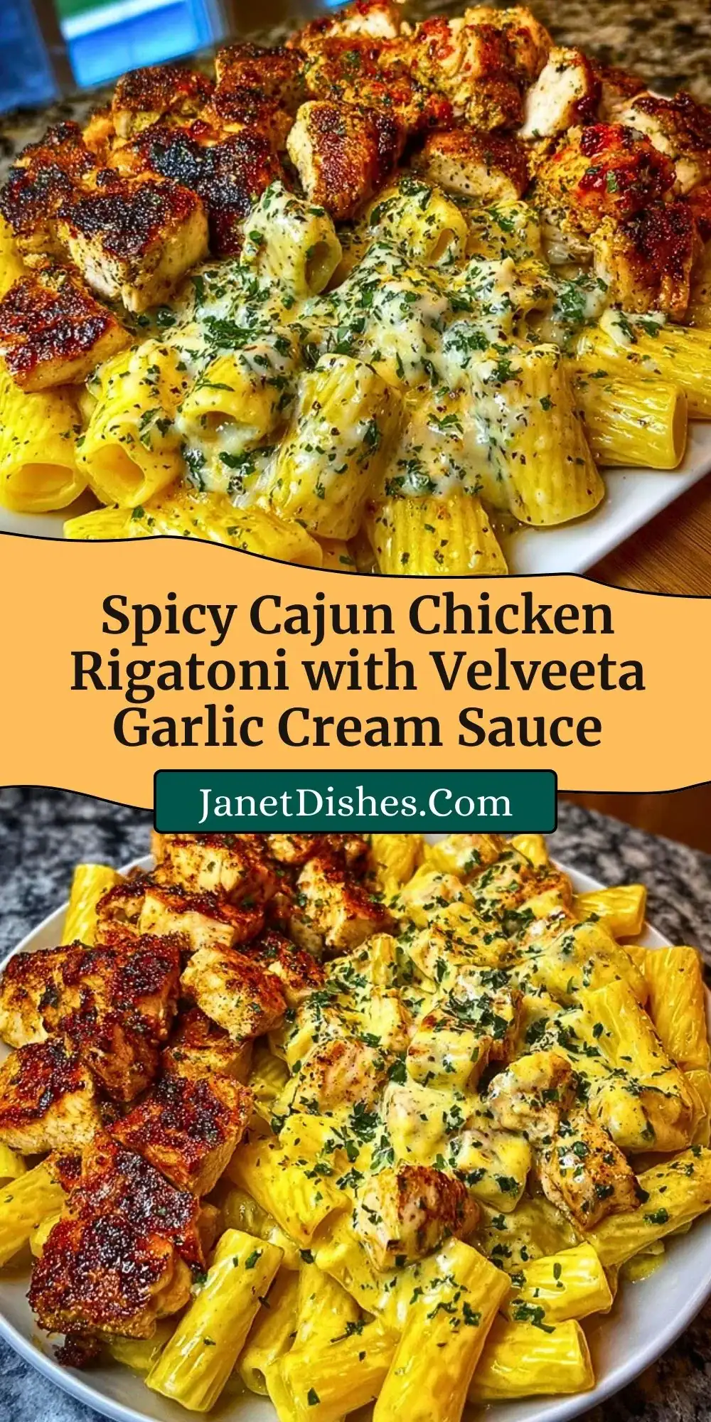 Spicy Cajun Chicken Rigatoni with Velveeta Garlic Cream Sauce Pin 2