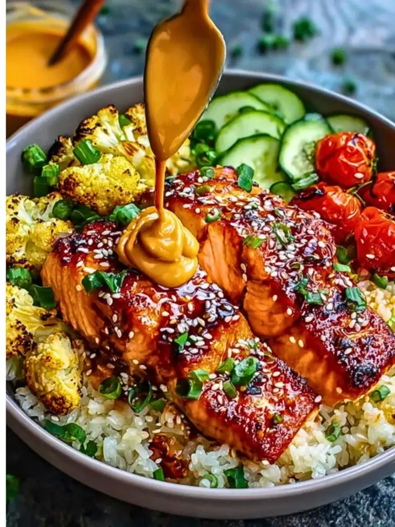 Sriracha Honey Salmon Bowls 2