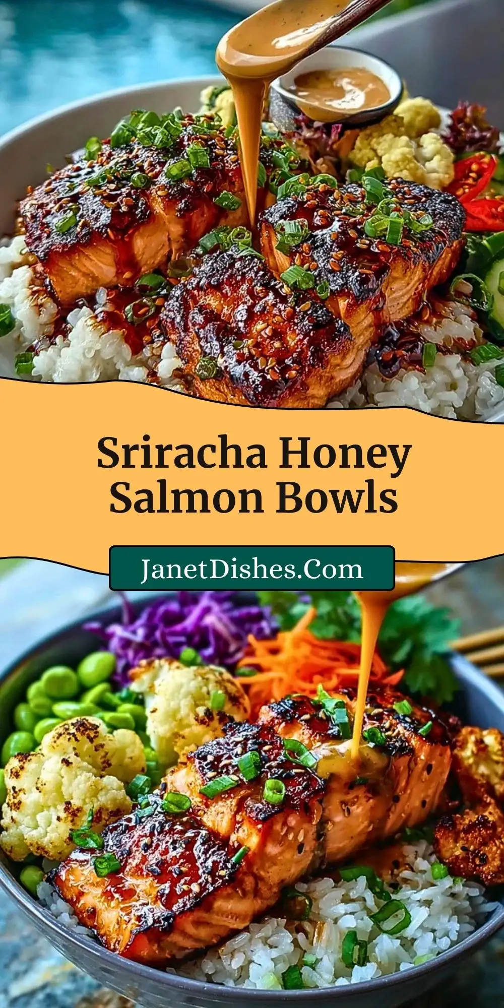 Sriracha Honey Salmon Bowls Pin 2