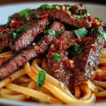 Sweet and Spicy Garlic Steak Pasta 1