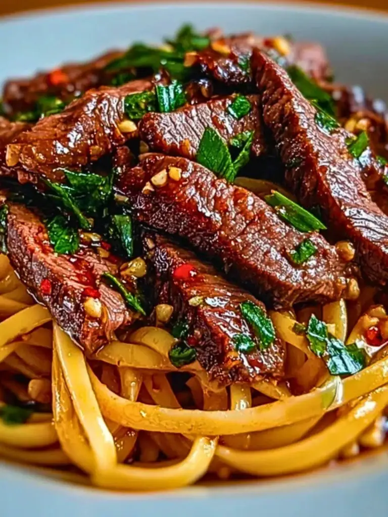 Sweet and Spicy Garlic Steak Pasta 2
