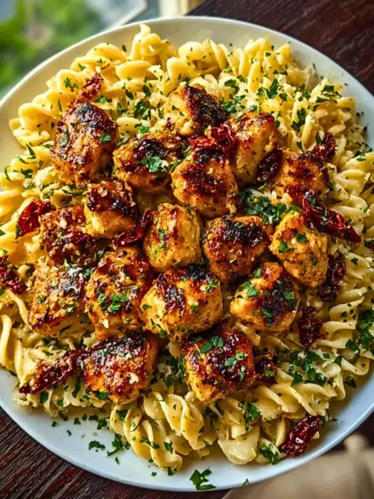 Tuscan Garlic Chicken Bites & Sun-Dried Tomato Cajun Alfredo Pasta 2