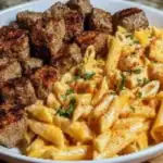 Ultimate Cajun Steak Tips Recipe with Cheesy Penne Parmesan Sauce 1
