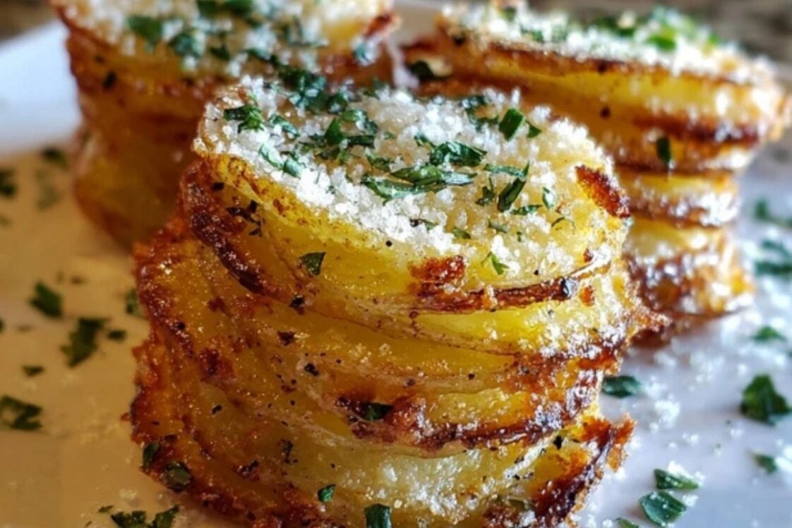 Crispy Parmesan Potato Stacks