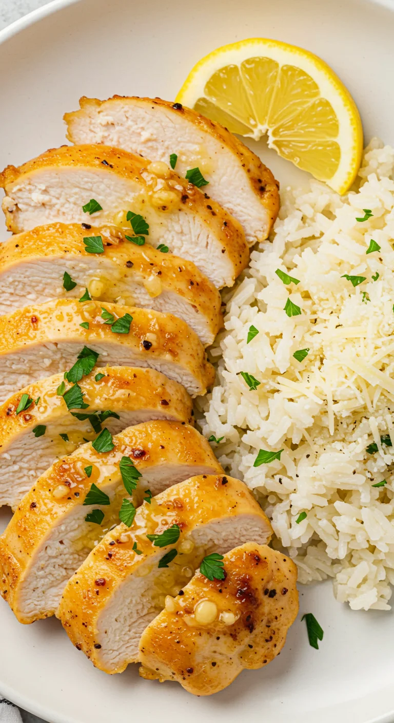 Chicken Scampi with Garlic Parmesan Rice
